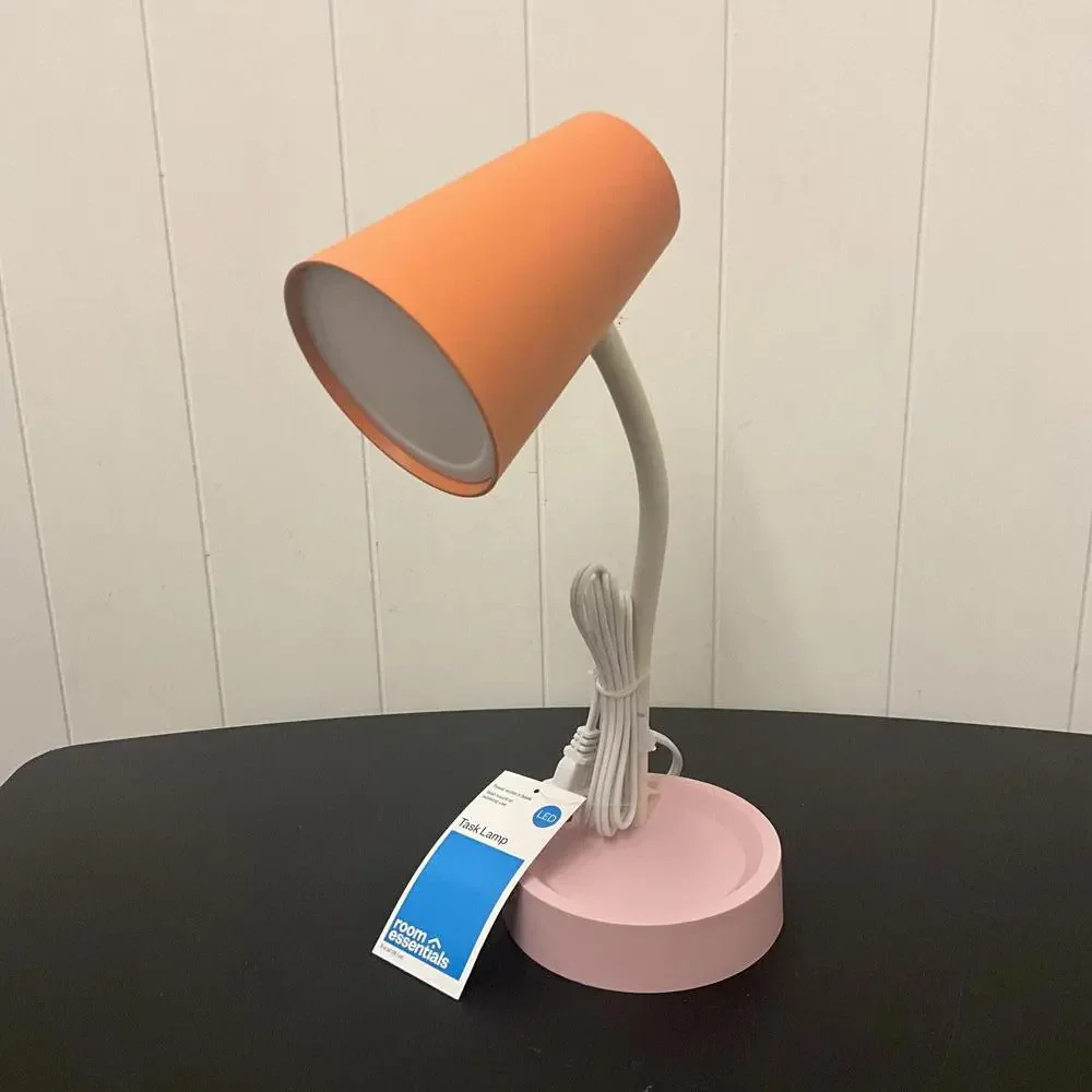 Brand New Room Essentials Pink Orange Task Table Desk Lamp With USB Outlets